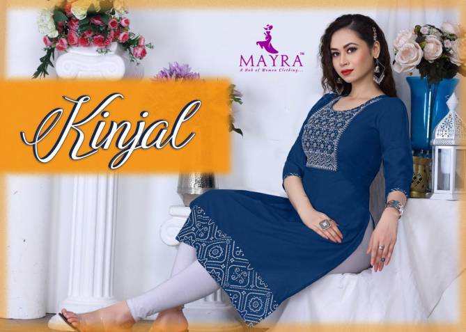 Mayra Kinjal Ethnic Wear Rayon Designer Latest Kurti Collection